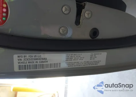 2021 Dodge Challenger Srt Hellcat z USA, uszkodzony, nr VIN 2C3CDZC99MH676453